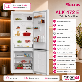 Altus ALK 472 E Yeni Model Kombi No-Frost Buzdolabı